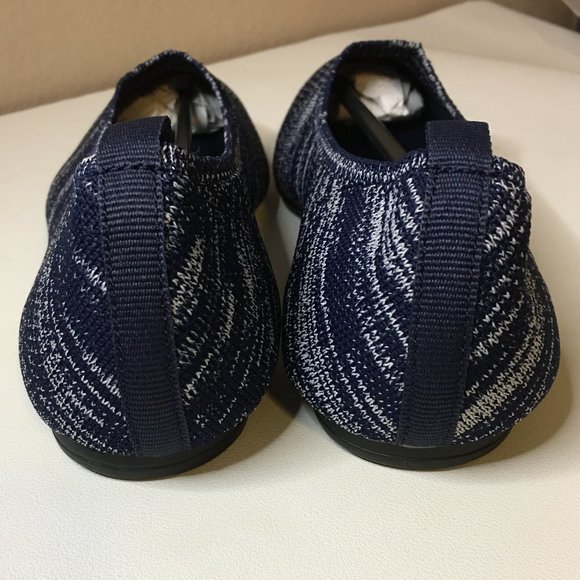 Blue & White Marled Pointed Toe Knit Texture Ballet Flats  NEW!! - Picture 6 of 11